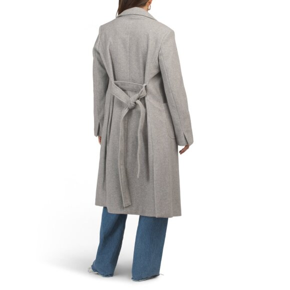 SAM EDELMAN Feather Grey Notch Collar Patch Pocket Wrap Coat - Picture 2 of 2